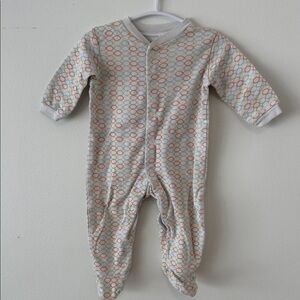 Joe Fresh Cream Footed One-Piece with Orange & Light Blue Circles